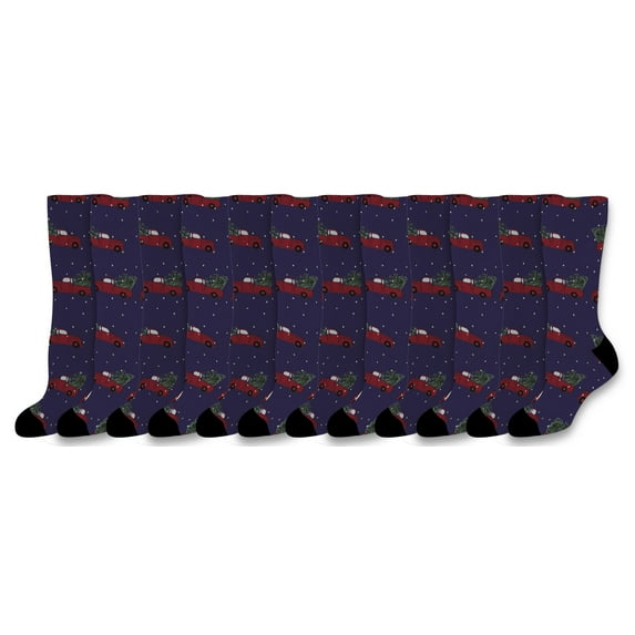 ThisWear Dad Christmas Socks Christmas Tree Going Home Fun Secret Santa Gift 12-Pairs Novelty Crew Socks