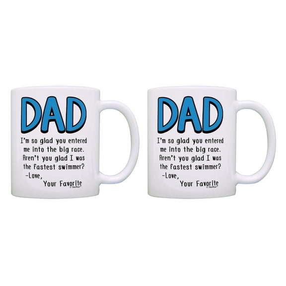 ThisWear Dad Coffee Mug Arent You Glad I Was The Fastest Swimmer Dad 11 ounce 2 Pack Coffee Mugs