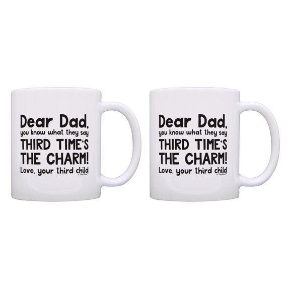 ThisWear Dad Gifts From Daughter Dear Dad Third Times A Charm Love Your Third Child 2 Pack 11oz Coffee Mug Set Charm