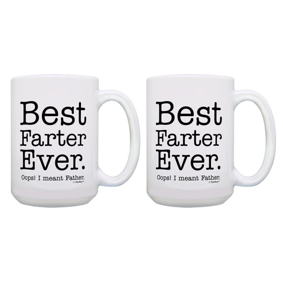 ThisWear Dad Gifts for Men Best Farter Ever Oops I Meant Father Best Dad Ever Joke 2 Pack 15oz Coffee Mugs