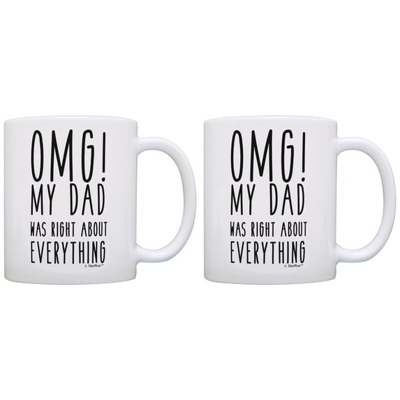 ThisWear Dad Gifts from Daughter Dad OMG Dad Was Right About Everything Birthday Gifts for Dad 11 ounce 2 Pack Coffee Mugs Blue
