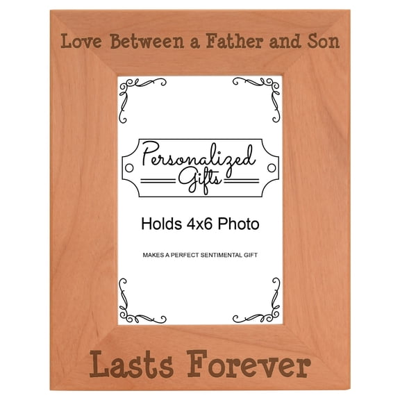ThisWear Dad Gifts from Son Love Between a Father and Son Lasts Forever Best Dad Gifts Wood Laser 4x6 Portrait Picture Frame