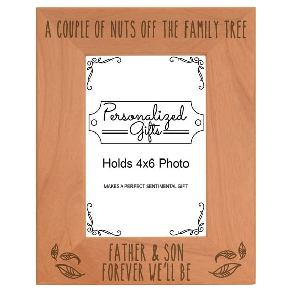 ThisWear Dad Son Picture Frame Father & Son Forever We'll Be Dad Birth Announcement Gifts Wood Laser 4x6 Portrait Picture Frame