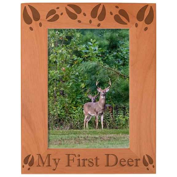 ThisWear Deer Hunting Gift My First Deer Photo Frame Hunter Gift Wood Engraved 5x7 Portrait Picture Frame