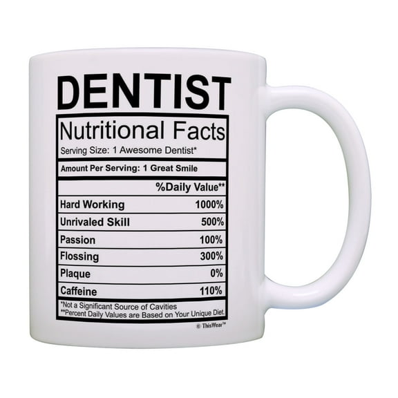 ThisWear Dentist Gifts Dentist Nutritional Facts 1 Awesome Dentist Mug Dentist Coffee Mug