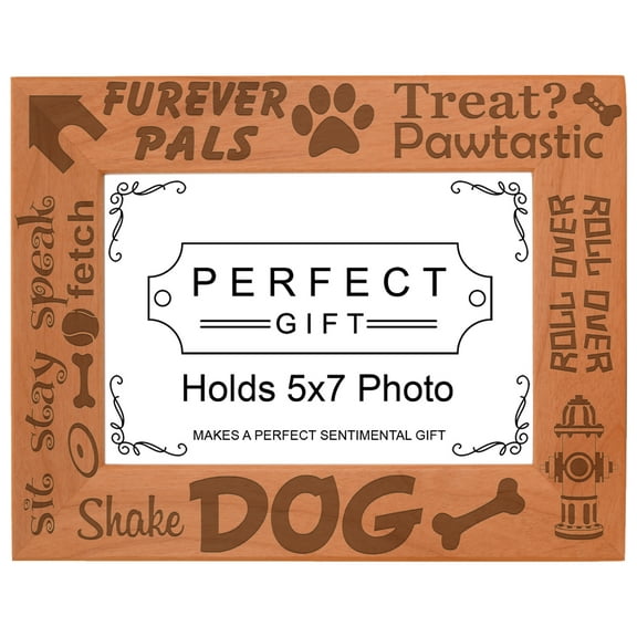 ThisWear Dog Lover Gift Pet Dog Typography Text Art Wood Laser 5x7 Landscape Picture Frame
