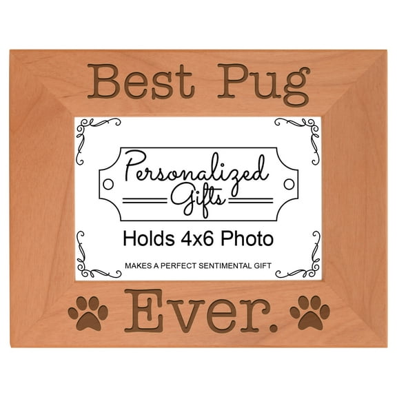 ThisWear Dog Lover Gifts Best Pug Ever Wood Laser 4x6 Landscape Picture Frame