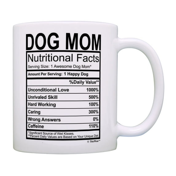 ThisWear Dog Lover Gifts Dog Mom Nutritional Facts Dog Mom Mug Dog Novelty Gifts Coffee Mug Dog Mom