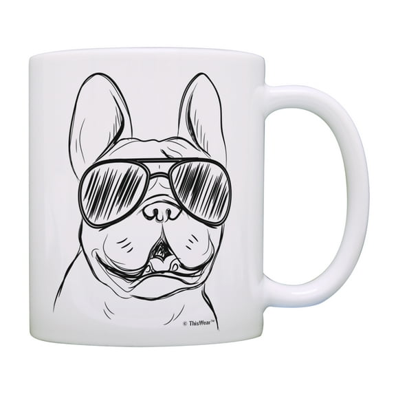 ThisWear Dog Lovers Gifts French Bulldog Wearing Sunglasses Frenchie Cup Dog Owner Gifts Coffee Mug