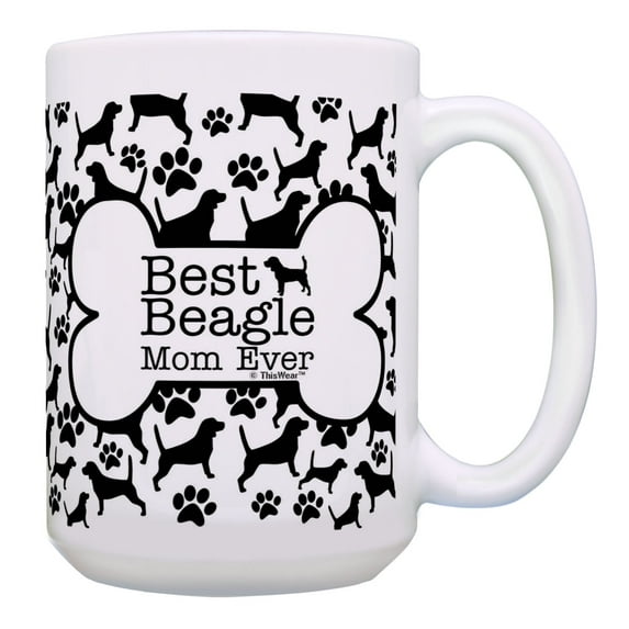 ThisWear Dog Mom Gifts Best Beagle Mom Ever Mothers Day Mug 15oz Coffee Mug Bone Pattern
