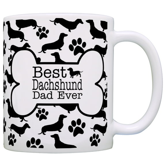 ThisWear Dog Owner Best Dachshund Doxen Dad Ever Paw Pattern Coffee Mug Bone