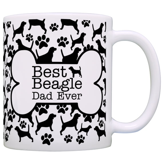 ThisWear Dog Owner Gifts Best Beagle Dad Ever Paw Pattern 11 ounce Coffee Mug Bone Pattern