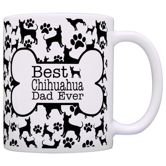 ThisWear Dog Owner Gifts Best Chihuahua Dad Ever Paw Pattern 11 ounce Coffee Mug Bone Pattern