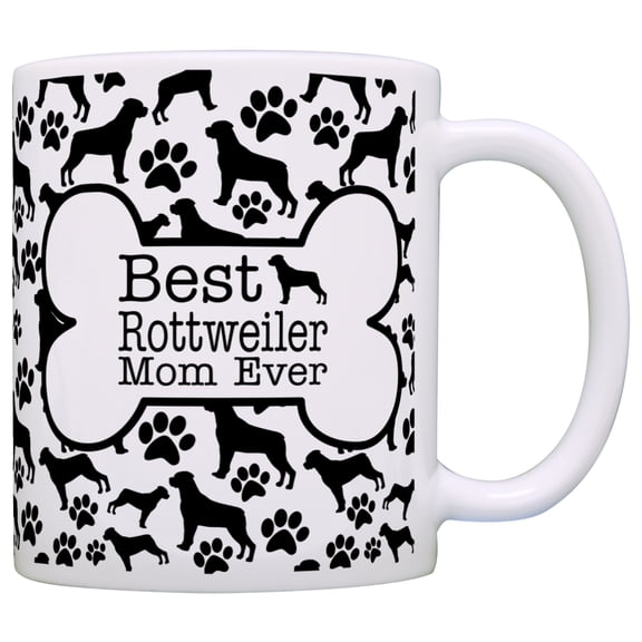 ThisWear Dog Owner Gifts Best Rottweiler Mom Ever Paw Pattern 11 ounce Coffee Mug Bone Pattern