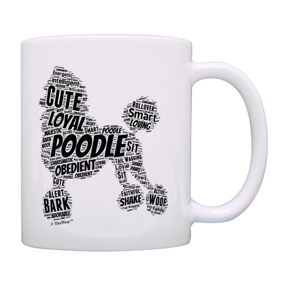 ThisWear Dog Owner Gifts Poodle Word Art Silhouette Pet Lover Gifts Dog Breed Gifts Coffee Mug