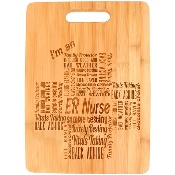 ThisWear ER Nurse Gifts for Women I'm an ER Nurse Essential Attributes Big Rectangle Bamboo Cutting Board