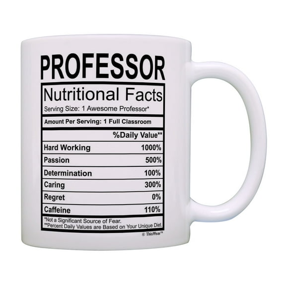 ThisWear Educator Gifts Professor Nutritional Facts Professor Coffee Mug Teaching Coffee Mug