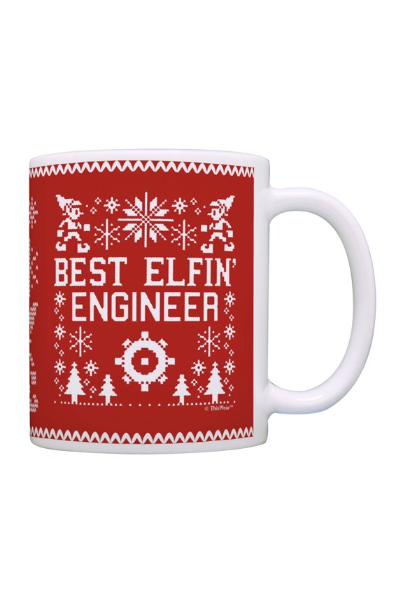 Engineer Mugs Best Elfin Engineer Ever Cup Christmas Gifts for Engineers Coffee Mug Red