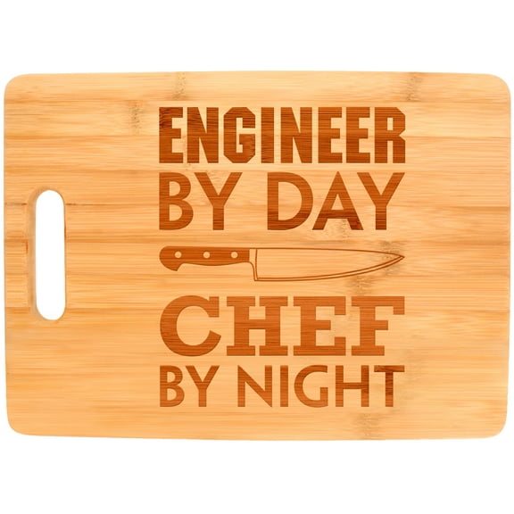 ThisWear Engineering Gift Engineer By Day Chef By Night STEM Math Big Rectangle Bamboo Cutting Board