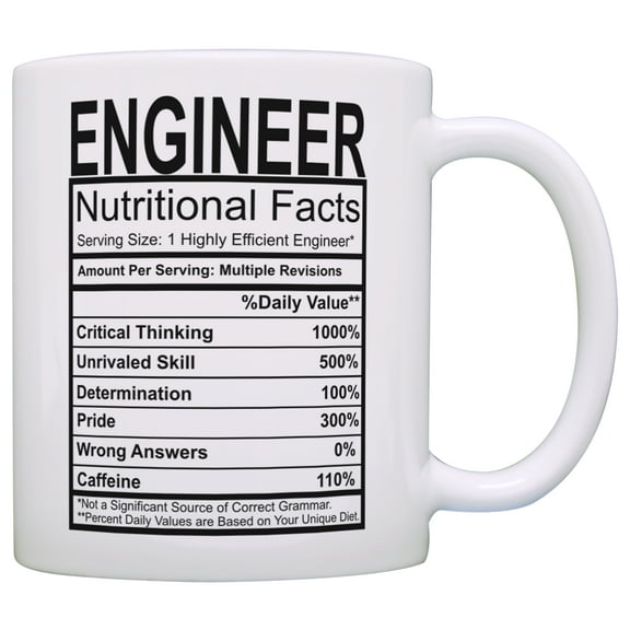 ThisWear Engineering Gifts Engineer Nutritional Facts Label Science Math 11 ounce Coffee Mug