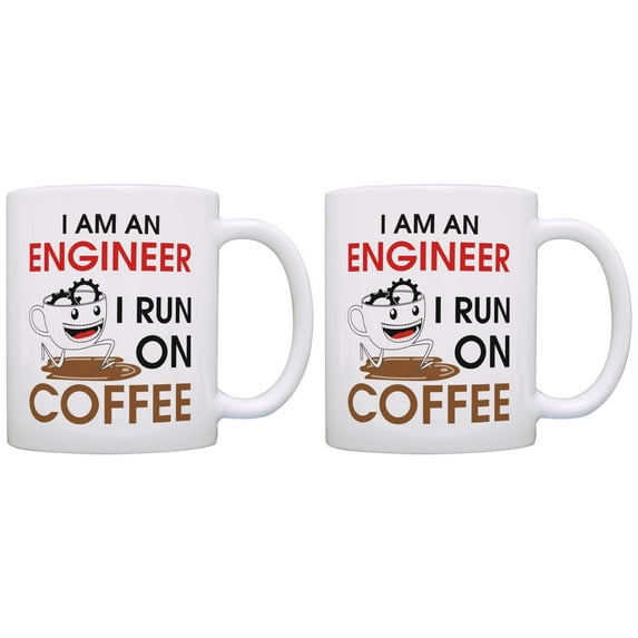 ThisWear Engineering Gifts I am an Engineer I Run on Coffee Coworker 11 ounce 2 Pack Coffee Mugs