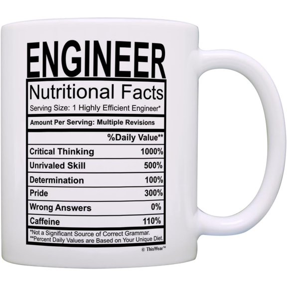 ThisWear Engineering Gifts Engineer Nutritional Facts Label Science ...