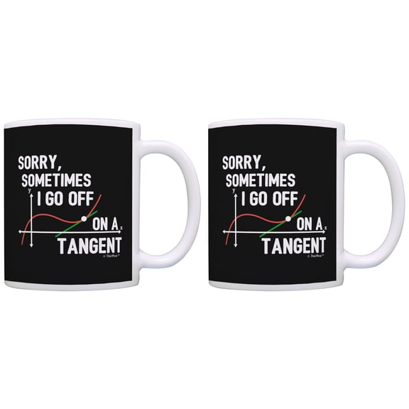 ThisWear Engineering Gifts Sometimes I Go Off on a Tangent Math Themed Gifts for Math Lovers Gifts STEM Gift Science Gift 11 ounce 2 Pack Coffee Mugs Black
