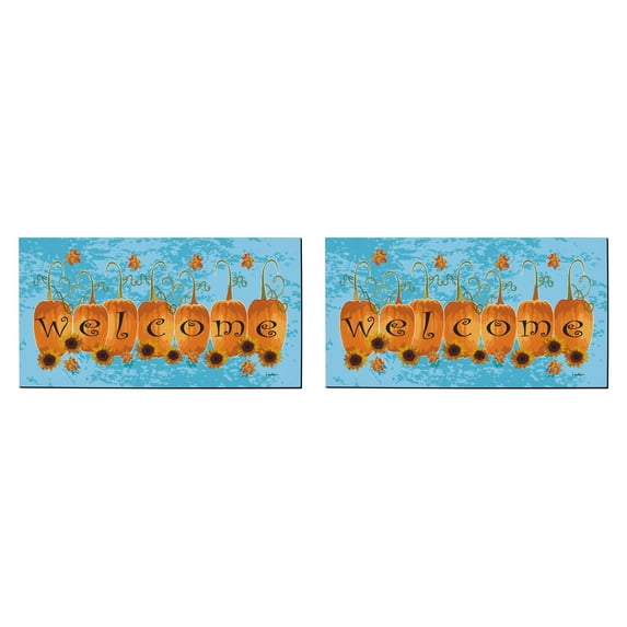 ThisWear Fall Decor Welcome Thanksgiving Decor Pumpkin Doormat Fall Holiday Welcome Mat 2 Pack Doormats Multi