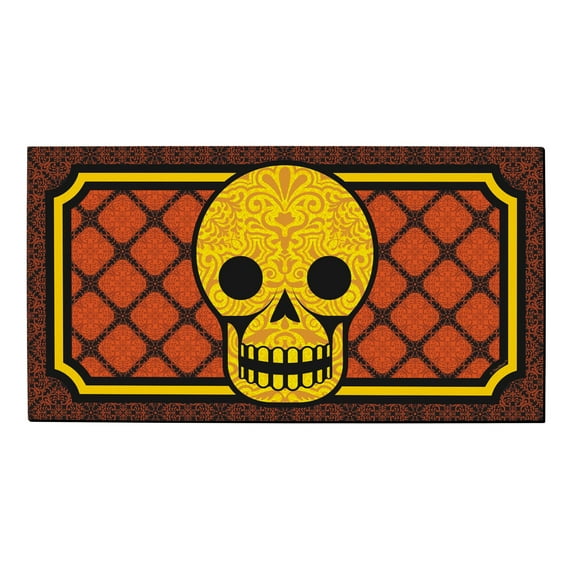 ThisWear Fall Decorations Sugar Skull Day of the Dead or Halloween Doormat Fall Seasonal Decor Doormat Multi