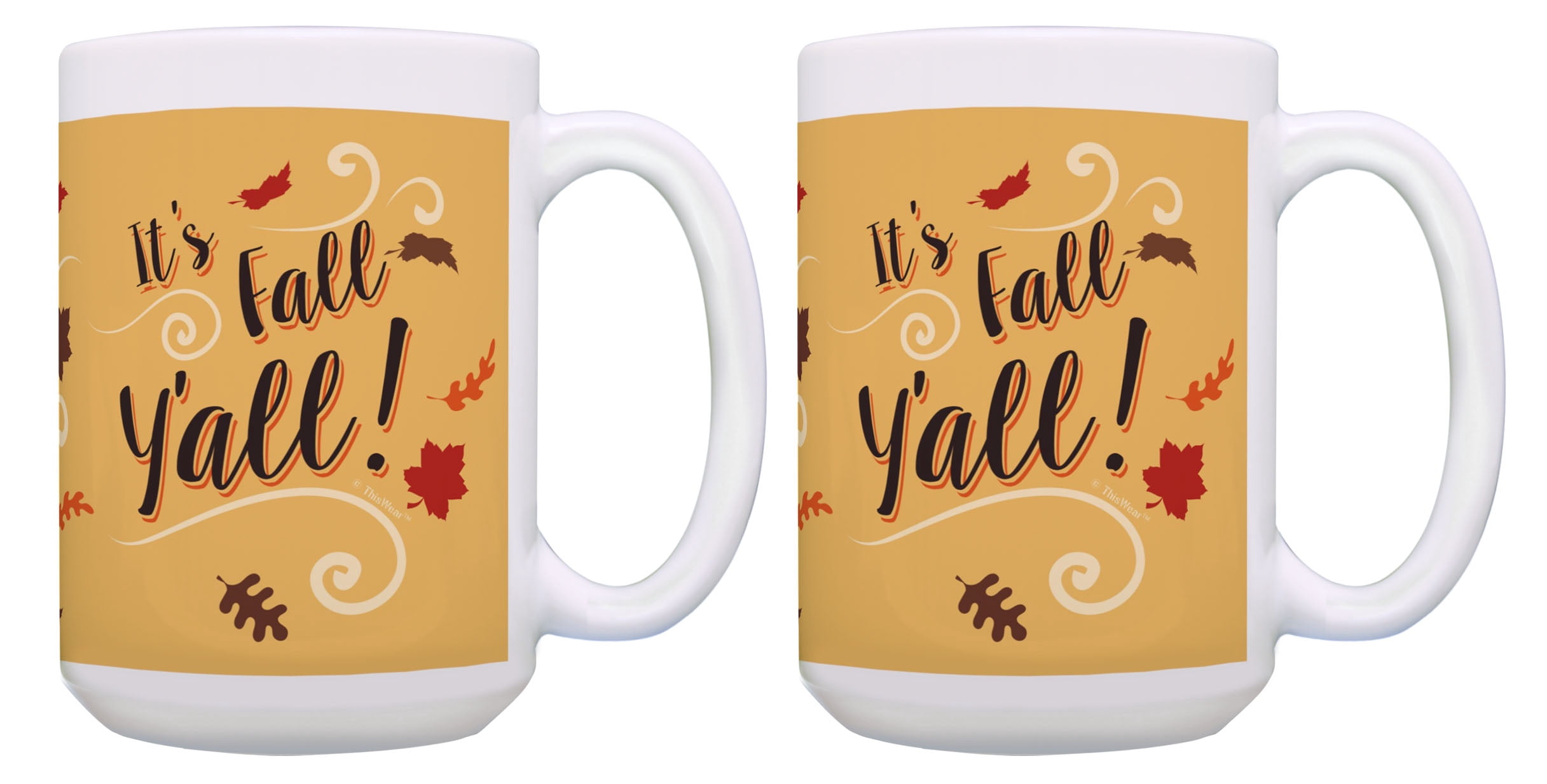 ThisWear Fall Mug It's Fall Y'all Large Autumn Leaves Mug Set 2 Pack ...
