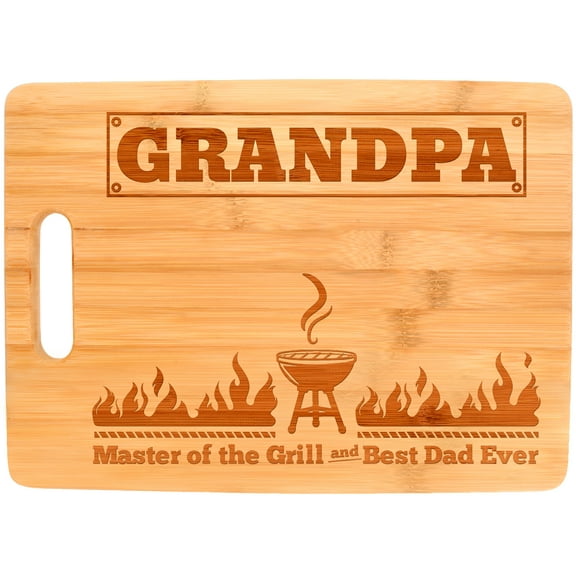 ThisWear Father Son Gifts Grandpa Master of the Grill and Best Dad Ever Dad Gifts Grandpa Gifts from Grandchildren Grandpa Grilling Gifts Big Rectangle Bamboo Cutting Board