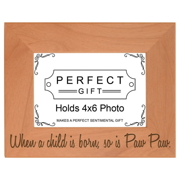 ThisWear Father's Day Gift Child is Born So is Paw Paw Wood Laser 4x6 Landscape Picture Frame