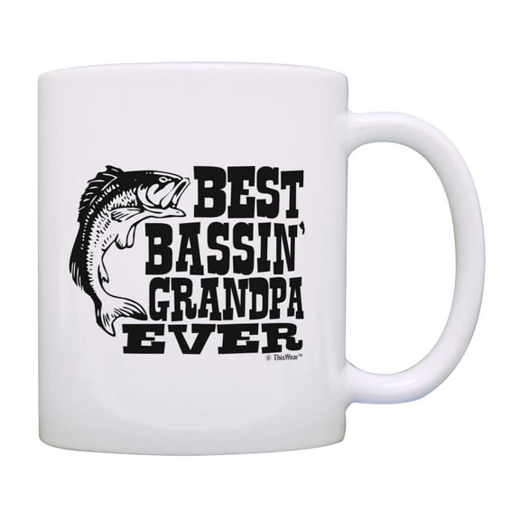 ThisWear Father's Day Gift for Grandpa Best Bassin Grandpa Ever Fishing 11 ounce Coffee Mug
