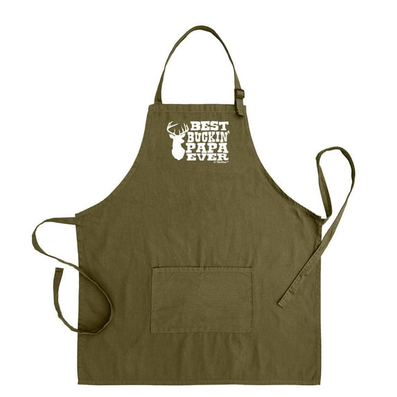 ThisWear Father's Day Gift for Grandpa Best Buckin Papa Two Pocket Apron Military Green