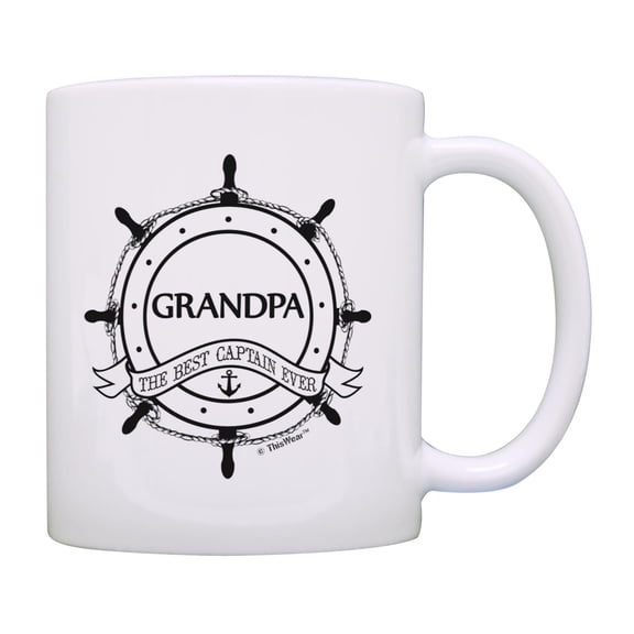 ThisWear Father's Day Gift for Grandpa Best Captain Ever Nautical Ship's Wheel 11 ounce Coffee Mug
