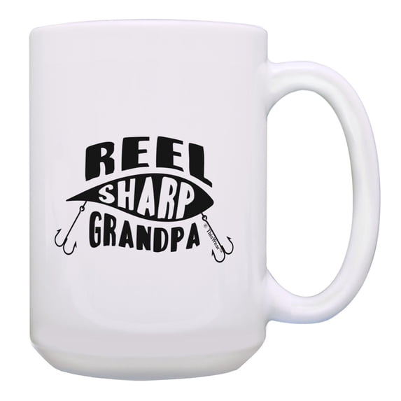 ThisWear Fathers Day Mug for Grandpa Reel Sharp Grandpa Fishing Lure Pun Ceramic 15oz Coffee Mug Grandpa