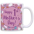 thumbnail image 1 of ThisWear First Mothers Day Gifts Happy 1st Mother's Day New or Expecting Mom 11 ounce Coffee Mug Pink, 1 of 4