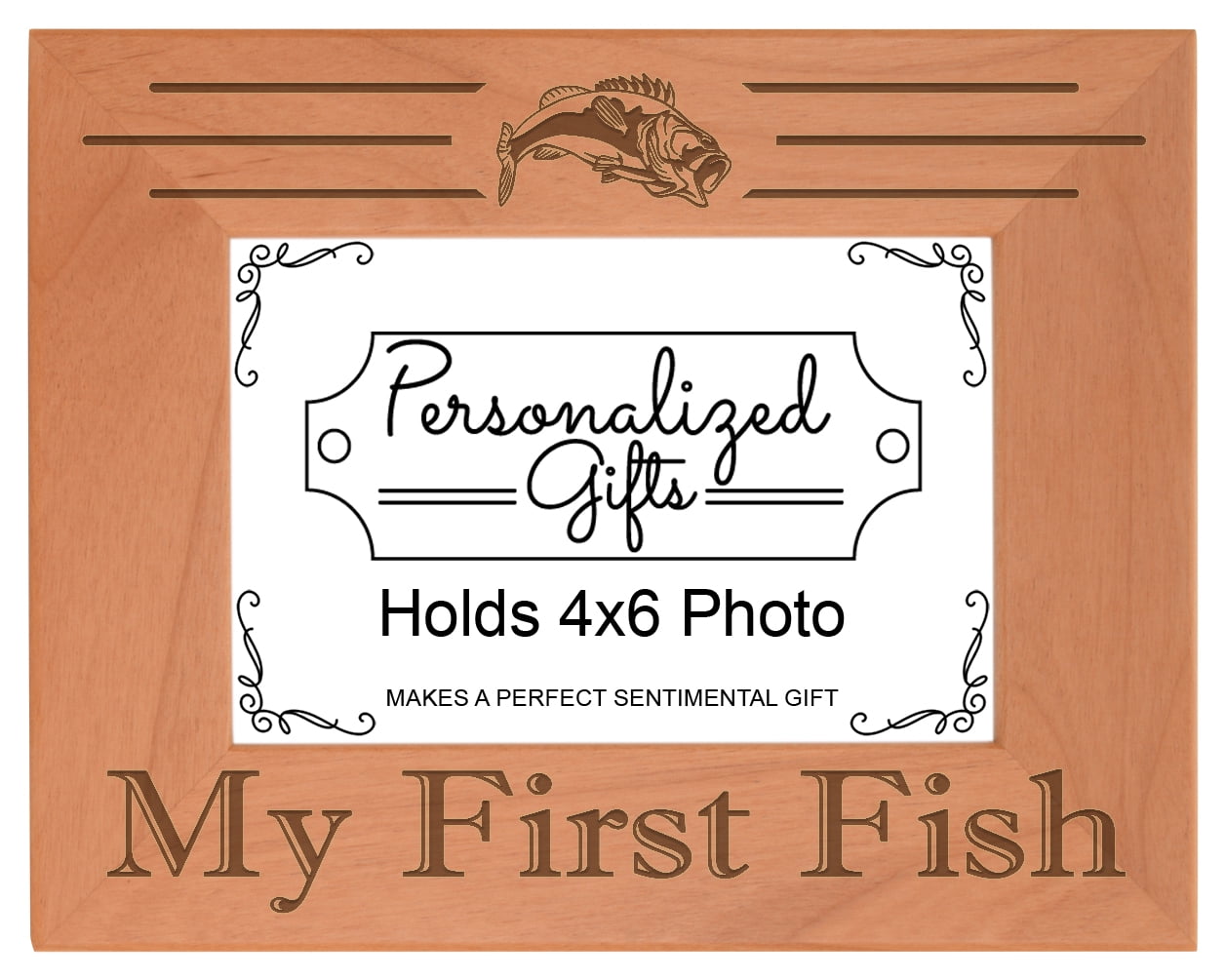 ThisWear Fishing Picture Frame My First Fish Frame Fish Gifts Wood ...