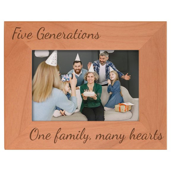 ThisWear Gifts For All By Rachel Olevia Five Generations One Family Many Hearts Natural Wood Engraved 4x6 Landscape Picture Frame Wood