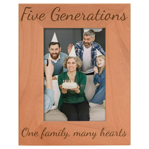 ThisWear Gifts For All By Rachel Olevia Family Photo Frame Five Generations One Family Many Hearts Natural Wood Engraved 4x6 Portrait Picture Frame Wood