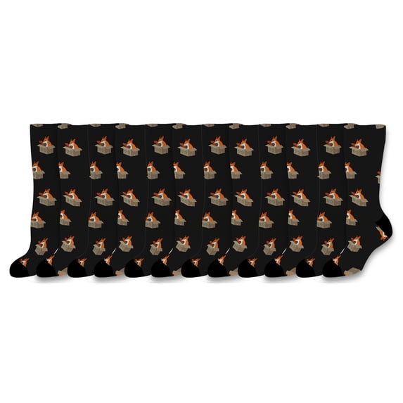 ThisWear Fox Lover Gifts Fox Crew Socks Fox Accessories Fun Fox Socks Cute Socks 12-Pairs Novelty Crew Socks