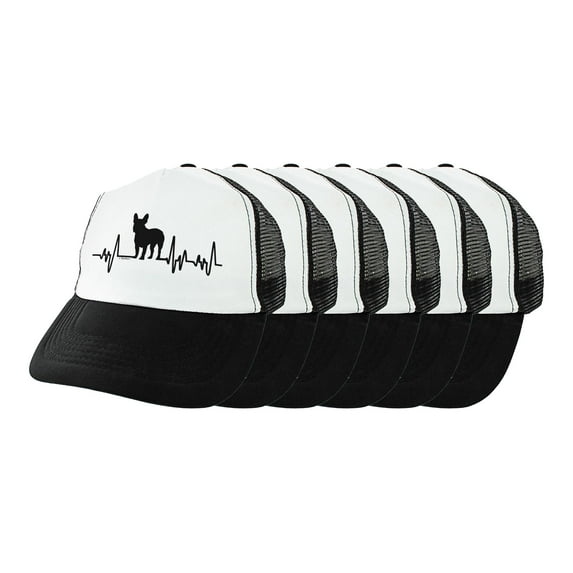 ThisWear Frenchy Dog Gift Set French Bulldog Gifts Dog Owner Gifts for Men or Women EKG 6-Pack Trucker Hats
