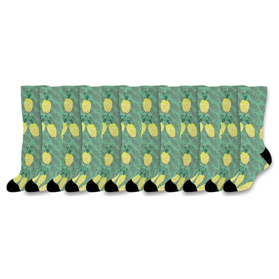 ThisWear Fruit Gifts Unisex Pineapples Fruit Socks Colorful Pineapple Party Gifts 12-Pair Novelty Crew Socks