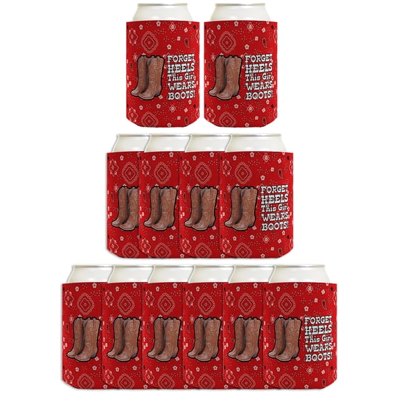 ThisWear Funny Can Coolie Forget Heels Girl Wears Boots Country Cowgirl Rodeo Western Fashion 12 Pack Can Coolie Drink Coolers Coolies Paisley