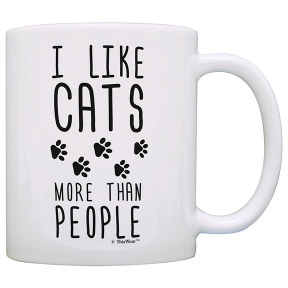ThisWear Funny Cat Gifts I Like Cats More than People Rescue Cats 11 ounce Coffee Mug
