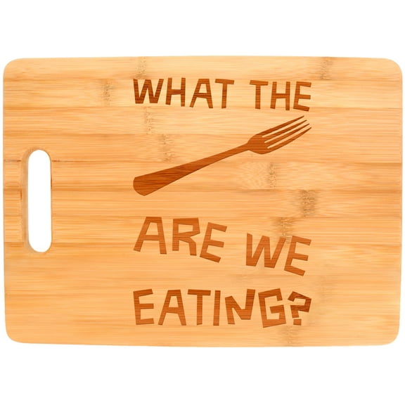 ThisWear Funny Chef Gifts What the Fork Are We Eating Funny Gag Gift Kitchen Big Rectangle Bamboo Cutting Board