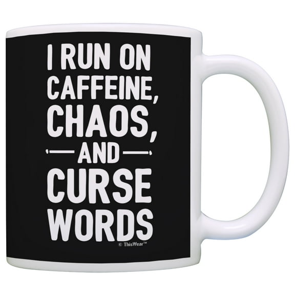 ThisWear Funny Coffee Mugs Sarcasm Mug Caffeine Chaos Curse Words Coffee Mug Funny 11 ounce Coffee Mug