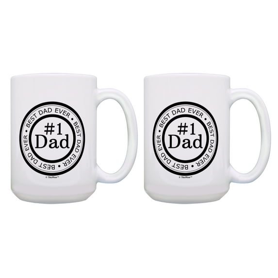 ThisWear Funny Dad Mug Set #1 Dad Best Dad Ever 2 Pack 15oz Coffee Mugs