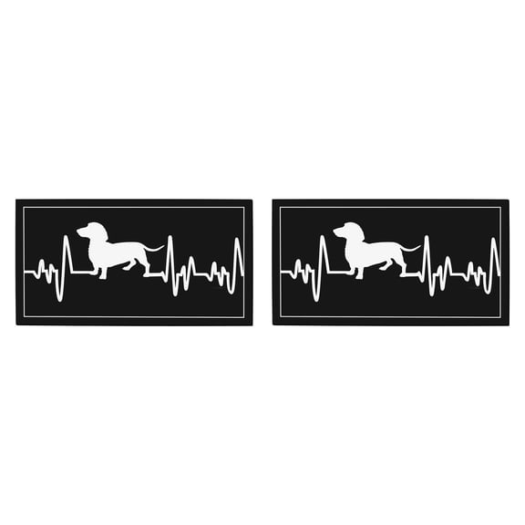 ThisWear Funny Dog Lover Gifts Dog Lovers Heartbeat Dog EKG Dachshund Doormat 2 Pack Doormats Multicolor