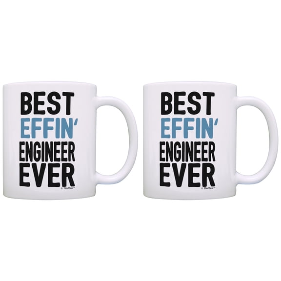 ThisWear Funny Engineer Gifts Best Effin Engineer Ever Electrical Engineering Gifts Biomedical Engineering Gifts 11 ounce 2 Pack Coffee Mugs Blue
